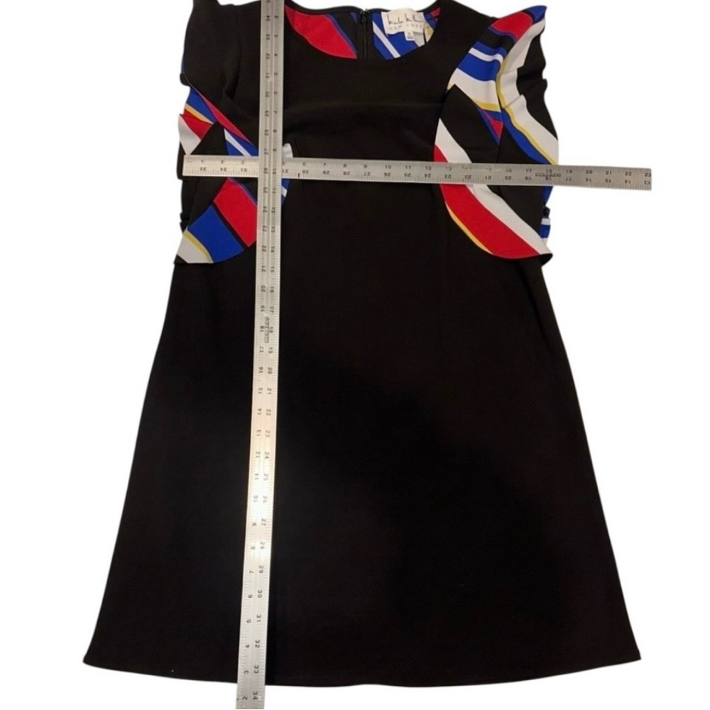 Nicole Miller New York Black Peek-a-boo Flamenco-Style Sleeve Shift Dress Sz 10 - Picture 8 of 9
